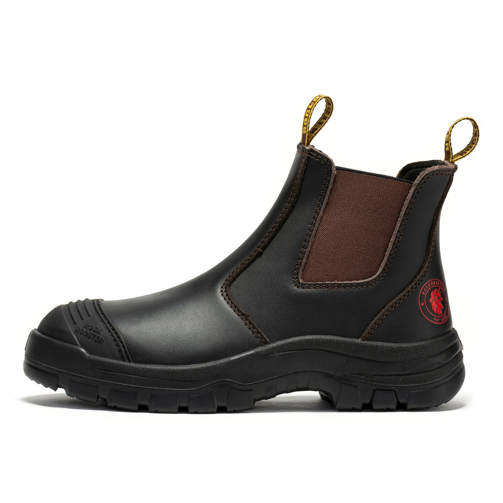 ROCKROOSTER Bakken Dark Brown 6 inch Pull on Leather Work Boots AK229 - WonderingCloth