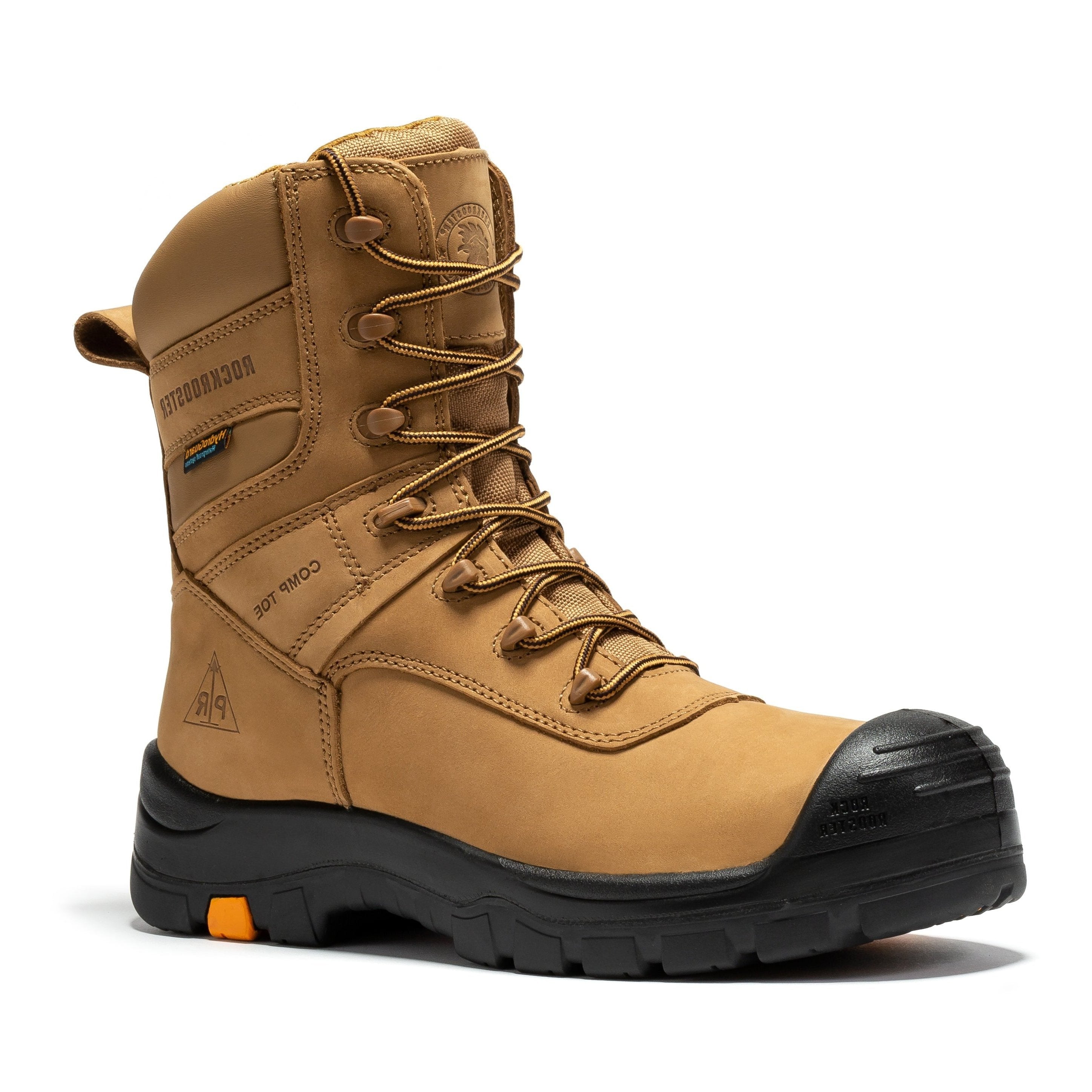 rockrooster Beaufort Men's Brown 8 inch Waterproof Composite Toe Work Boots AK831 - WonderingCloth