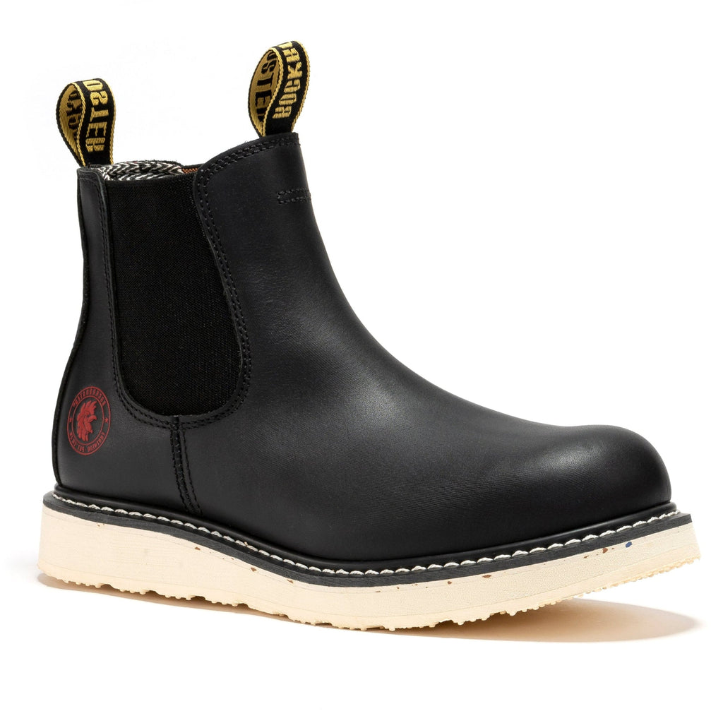 ROCKROOSTER Capitola Men's 6 inch Black Steel Toe Wedge Work Boots SAP101 - WonderingCloth