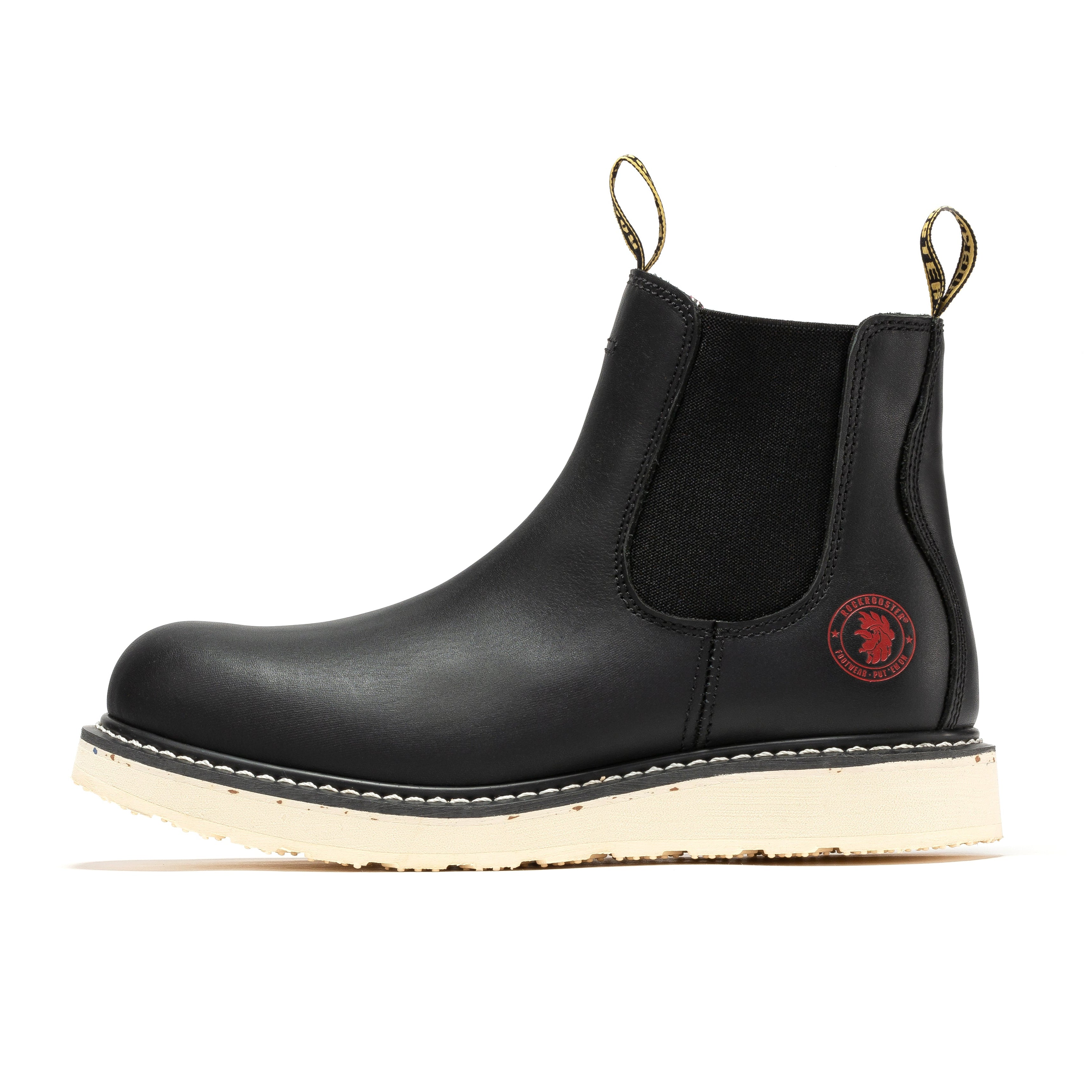 ROCKROOSTER Capitola Men's 6 inch Black Steel Toe Wedge Work Boots SAP101 - WonderingCloth