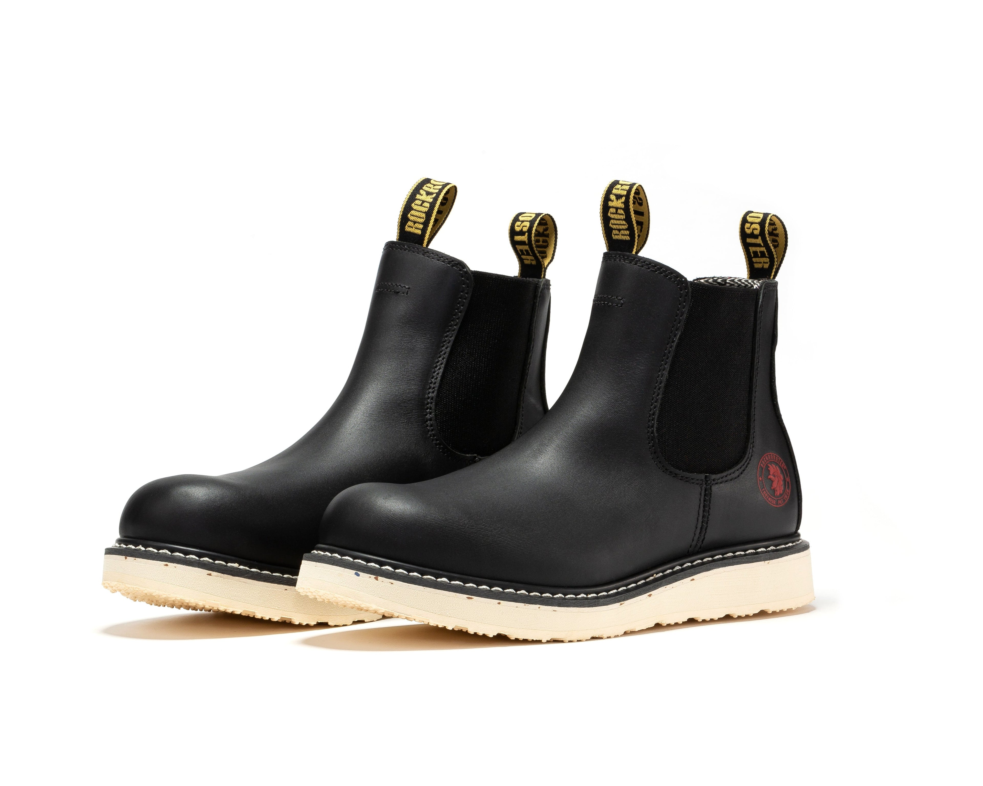 ROCKROOSTER Capitola Men's 6 inch Black Steel Toe Wedge Work Boots SAP101 - WonderingCloth