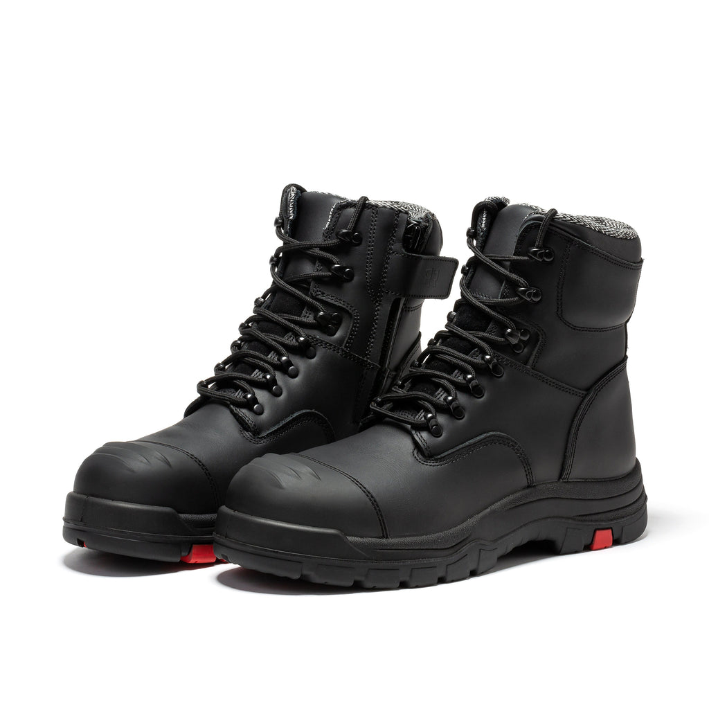 ROCKROOSTER Roslyn Black 7 inch Zip-sided Composite Toe Leather Work Boots CP245Z - WonderingCloth