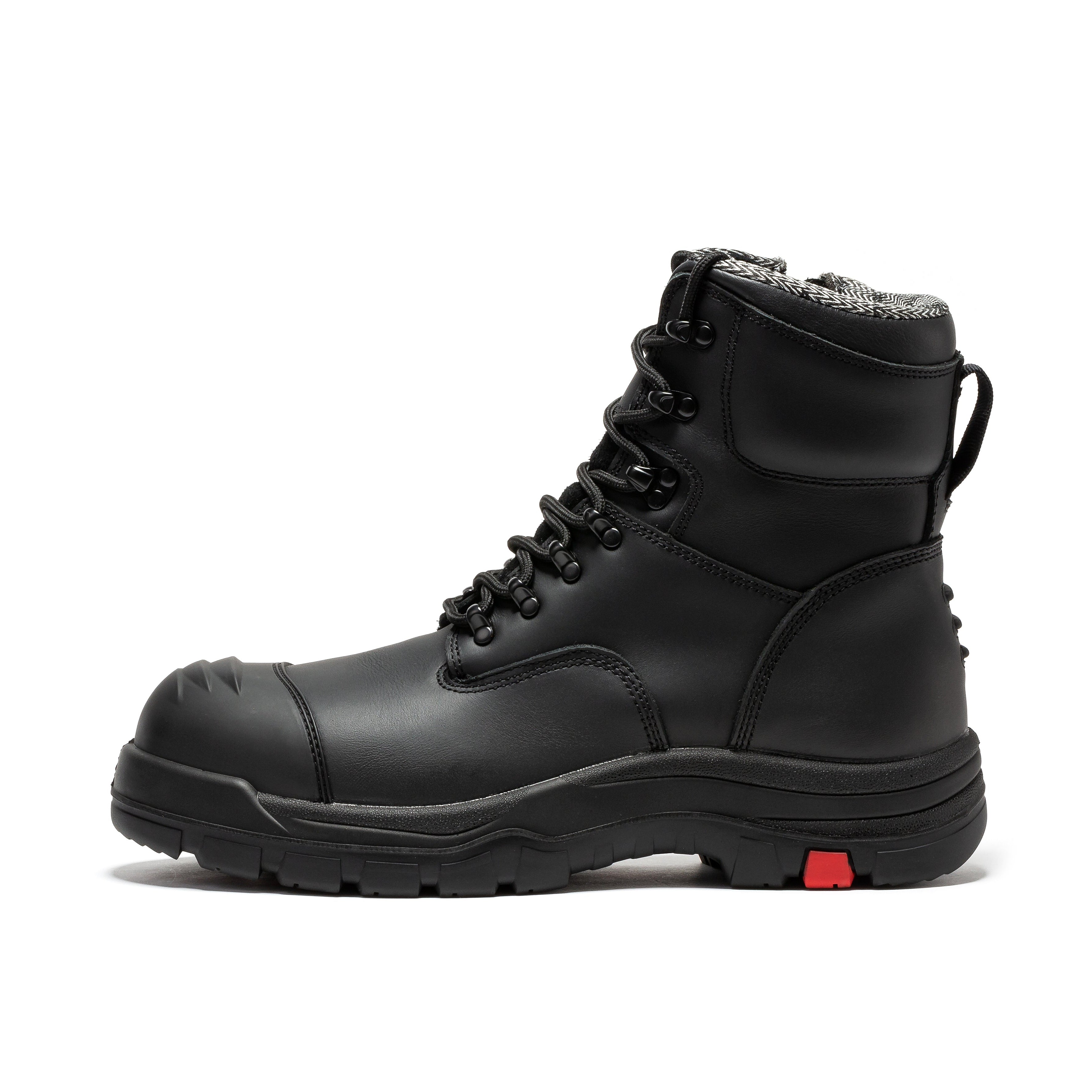 ROCKROOSTER Roslyn Black 7 inch Zip-sided Composite Toe Leather Work Boots CP245Z - WonderingCloth