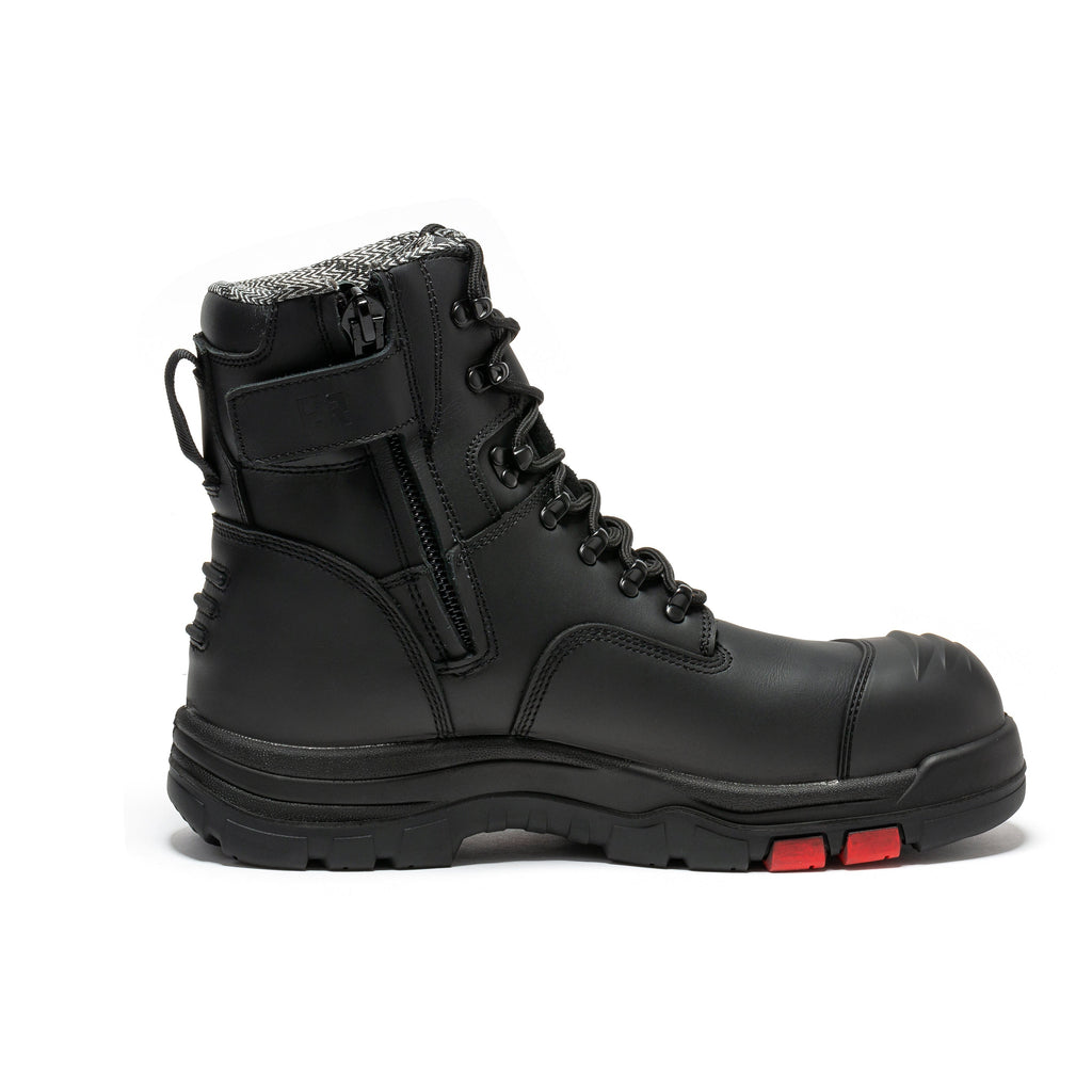 ROCKROOSTER Roslyn Black 7 inch Zip-sided Composite Toe Leather Work Boots CP245Z - WonderingCloth