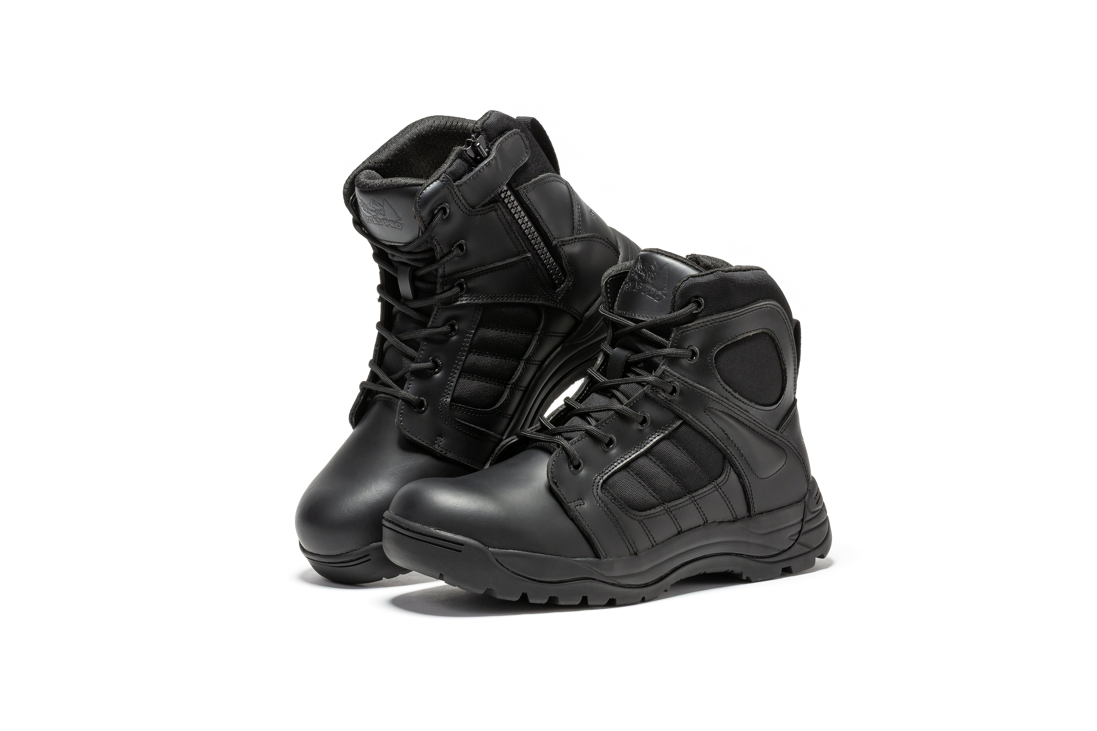Botas Pro Black Men's 6 inch Side Zipper Rubber Sole Tactical Boots BMP111BK - WonderingCloth