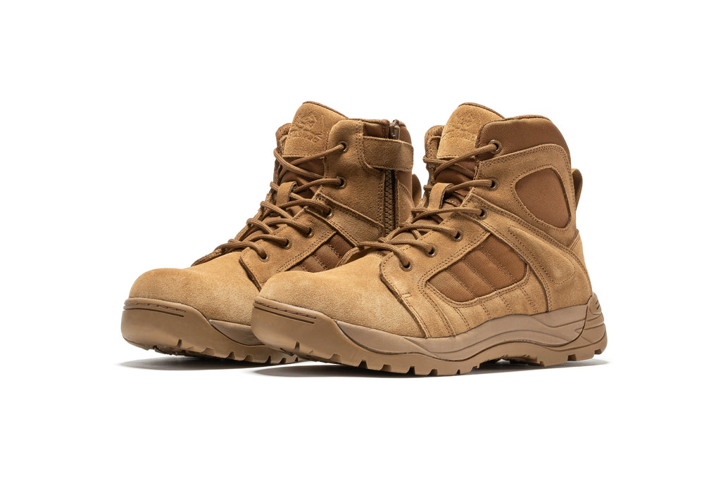 Botas Pro Coyote Men's 6 inch Side Zipper Rubber Sole Tactical Boots BMP111CT - WonderingCloth