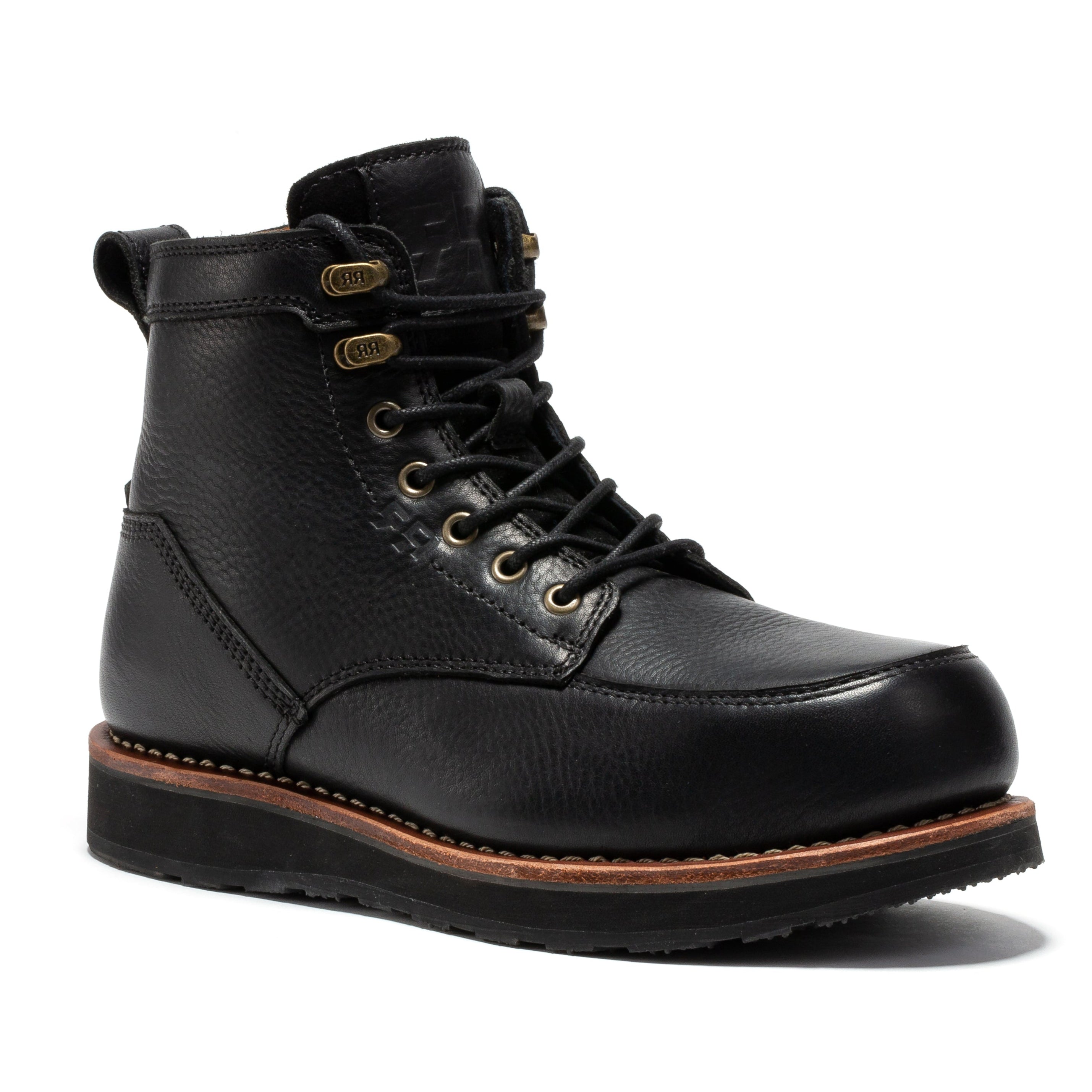 ROCKROOSTER Edgewood Men's 6 Inch Black Steel Toe Wedge Work Boots SAP610BK - WonderingCloth