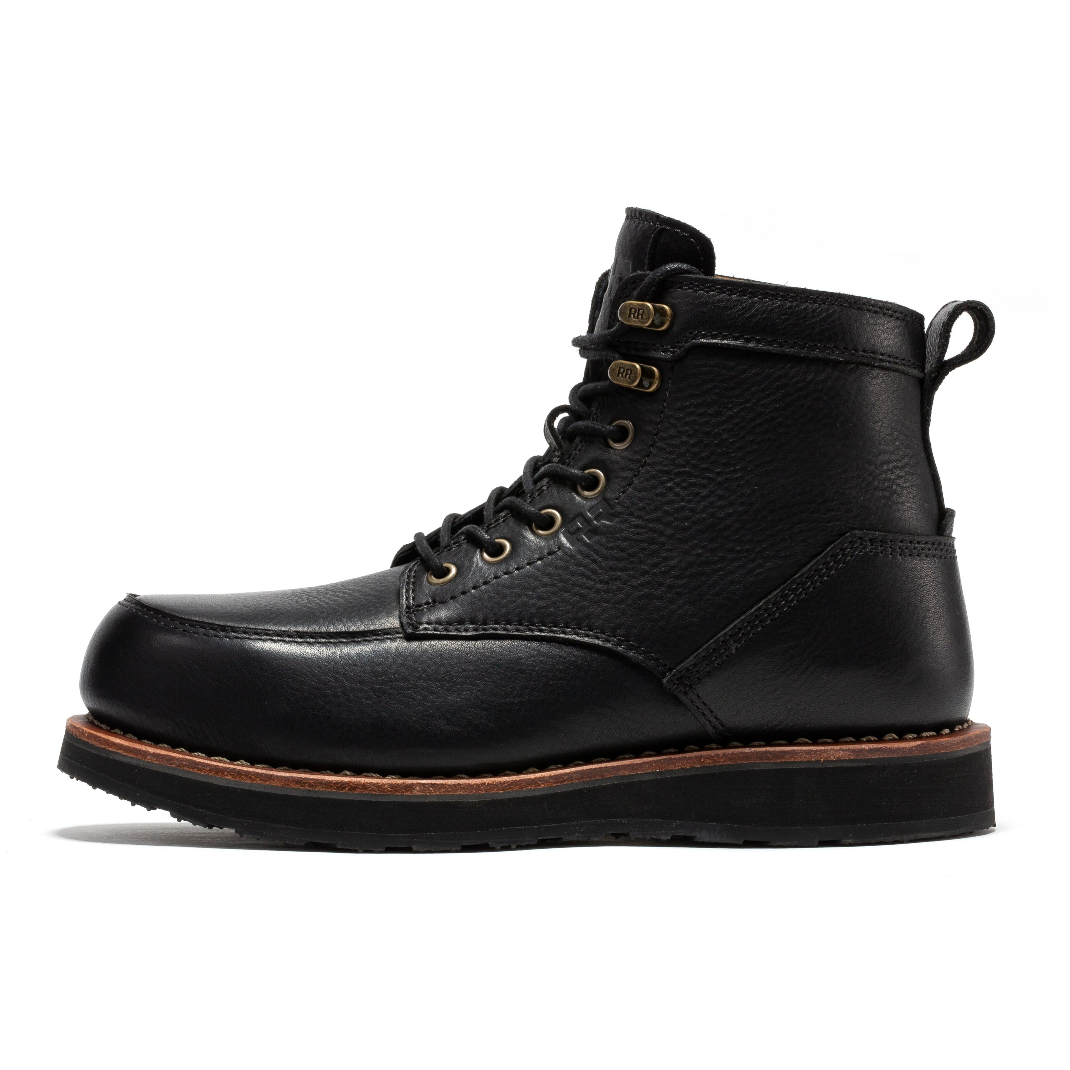 ROCKROOSTER Edgewood Men's 6 Inch Black Steel Toe Wedge Work Boots SAP610BK - WonderingCloth