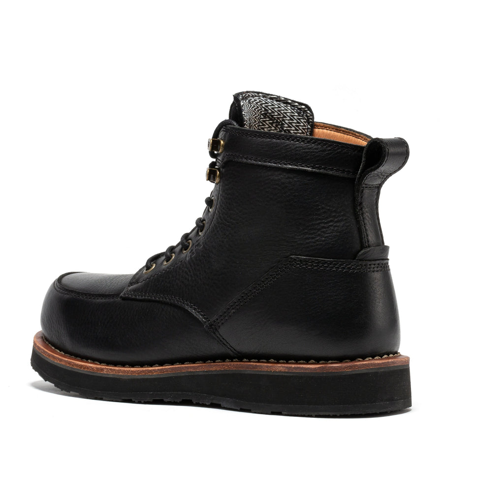 ROCKROOSTER Edgewood Men's 6 Inch Black Steel Toe Wedge Work Boots SAP610BK - WonderingCloth