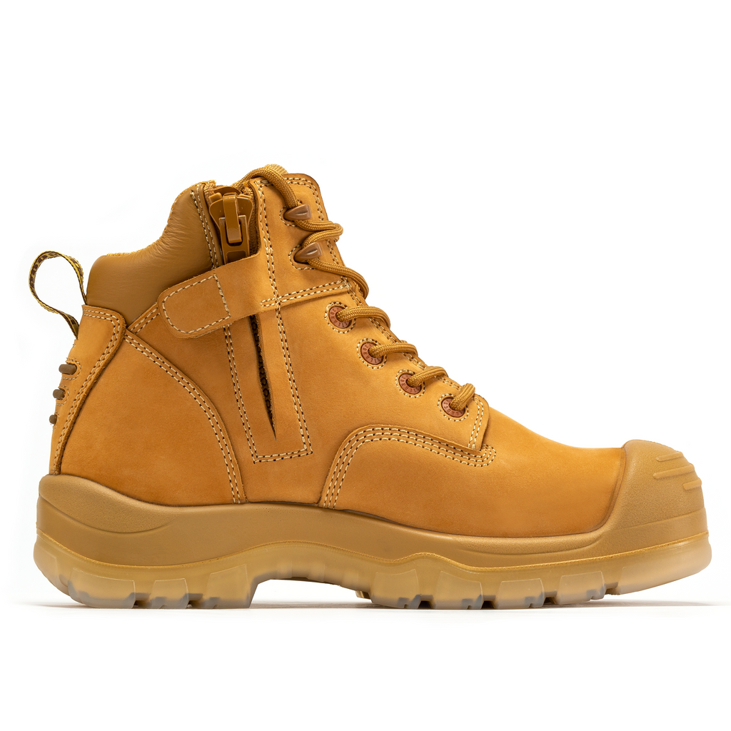 rockrooster Woodland Wheat 6 inch Composite Toe Zip-sided Leather Work Boots AK659 - WonderingCloth