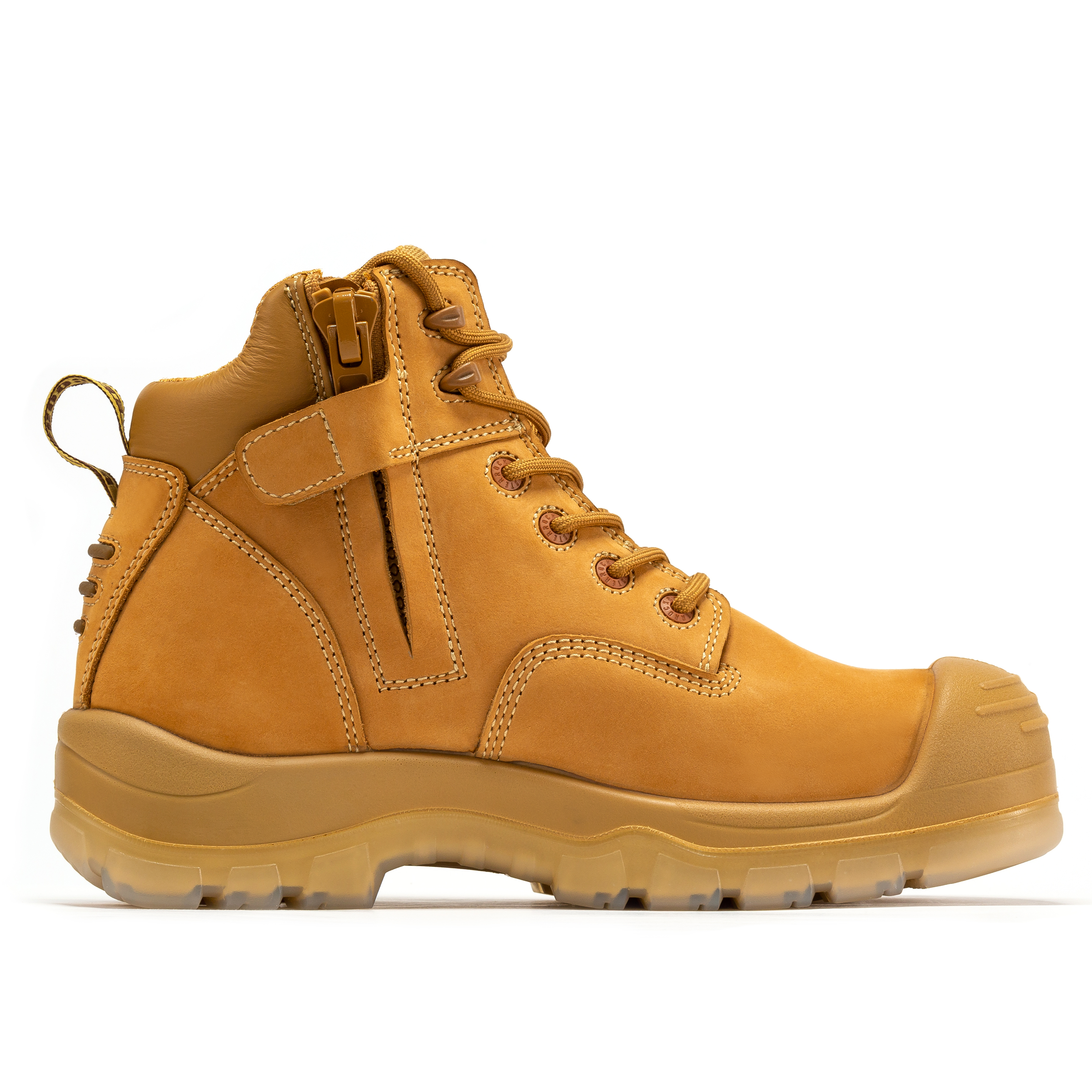 rockrooster Woodland Wheat 6 inch Composite Toe Zip-sided Leather Work Boots AK659 - WonderingCloth