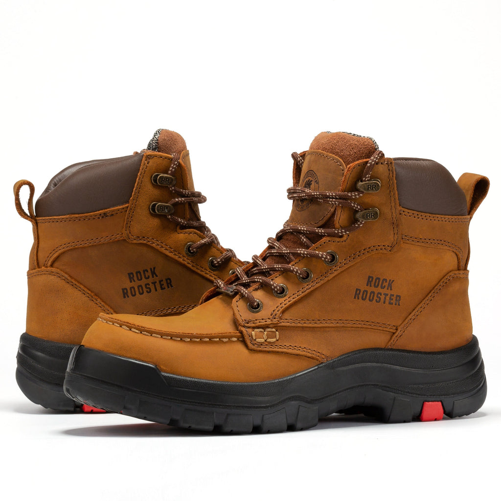 ROCKROOSTER Zumbro 6 inch Wide Steel Toe, Rubber Outsole, EH Protection,, ASTM 2413, Work Boots AK370 - WonderingCloth