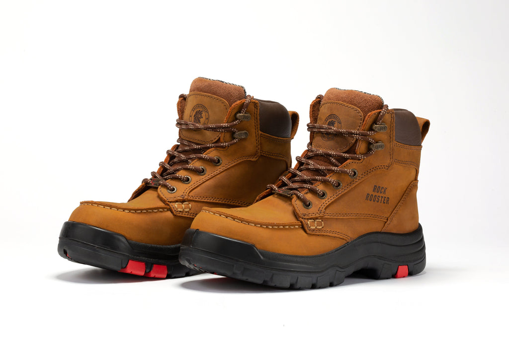 ROCKROOSTER Zumbro 6 inch Wide Steel Toe, Rubber Outsole, EH Protection,, ASTM 2413, Work Boots AK370 - WonderingCloth