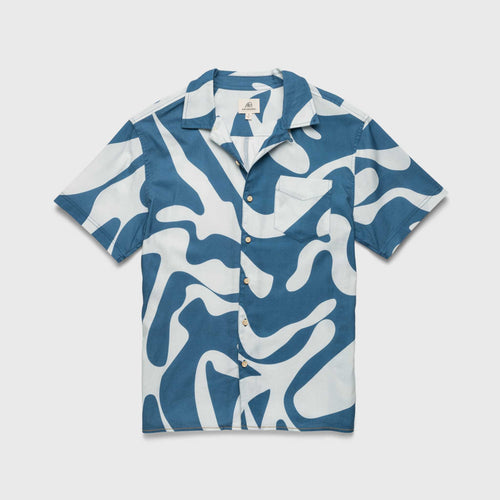 Billy Swirl Camp Collar Shirt - Blue - WonderingCloth