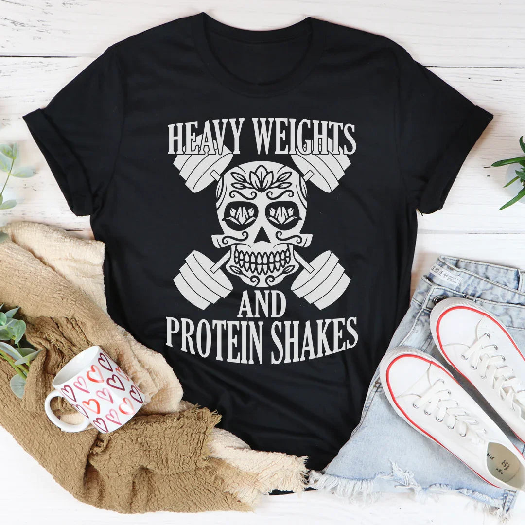 Heavy Weights And Protein Shakes Tee - WonderingCloth