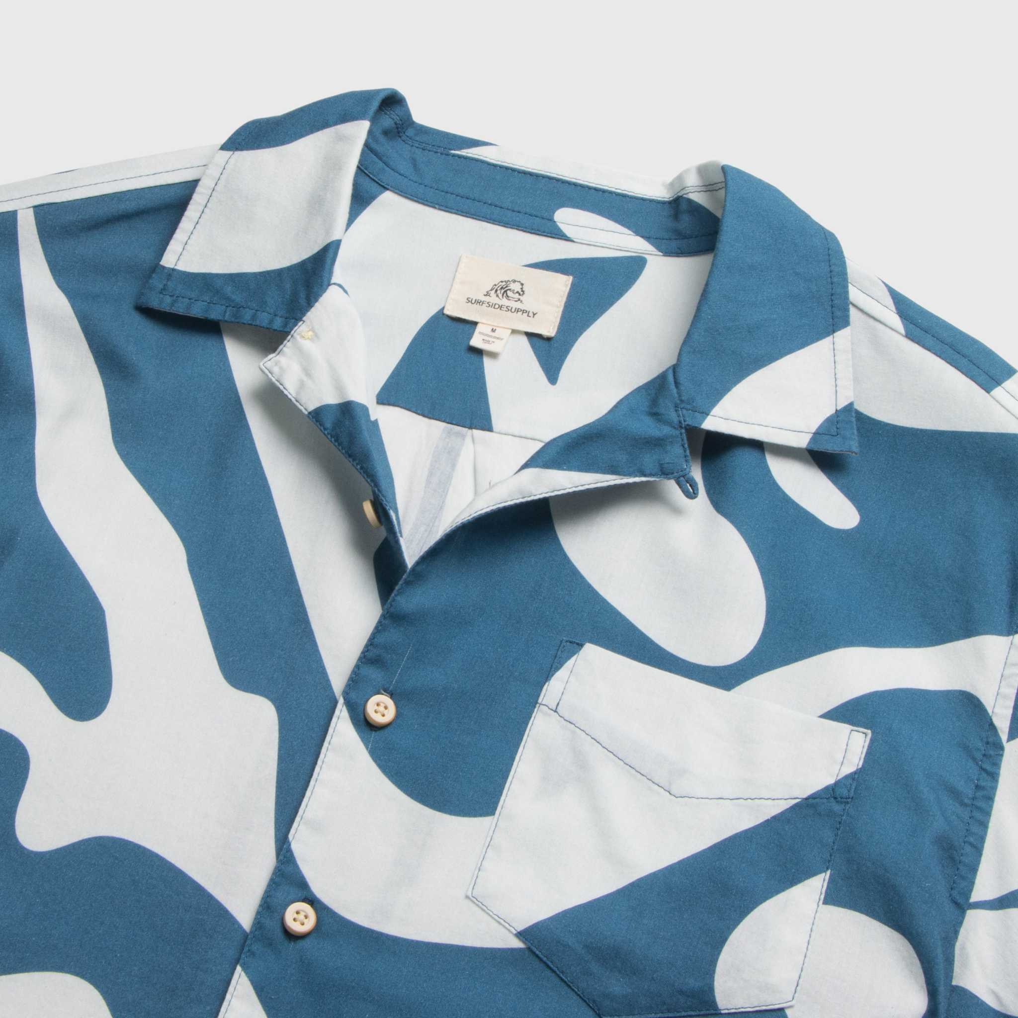 Billy Swirl Camp Collar Shirt - Blue - WonderingCloth