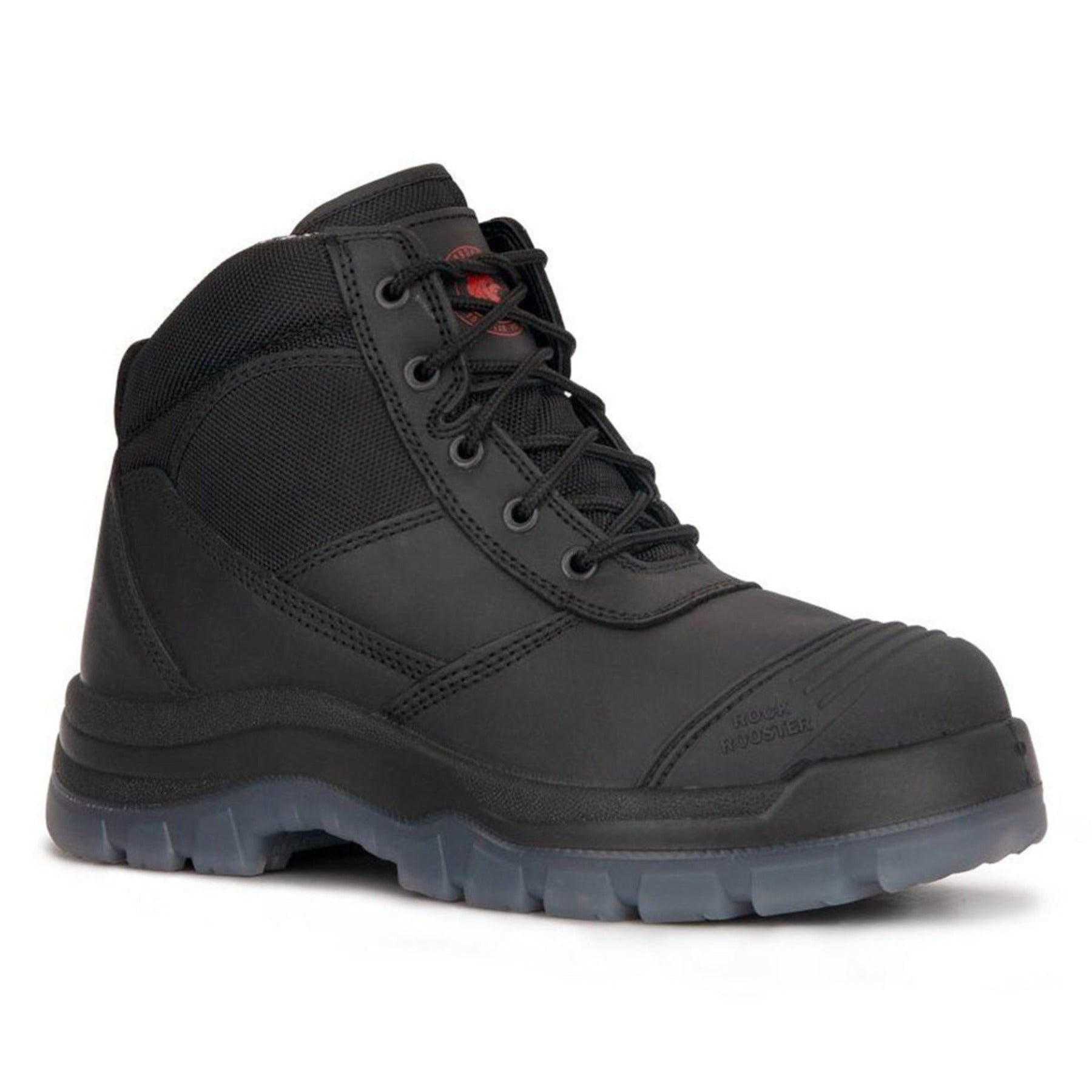 ROCKROOSTER Crisson Black 6 inch Zip sided Steel Toe Leather Work Boots AK050BK - WonderingCloth