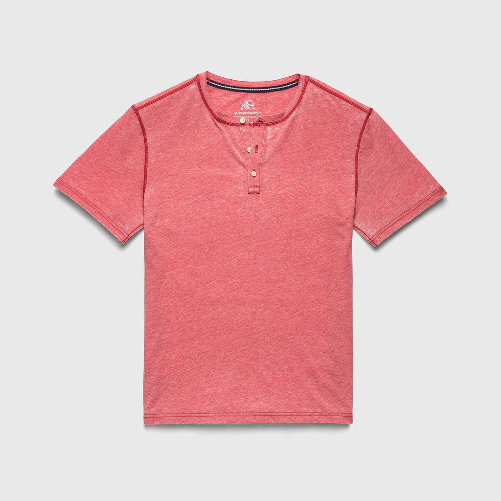 Sean Burnout Henley - Mineral Red - WonderingCloth