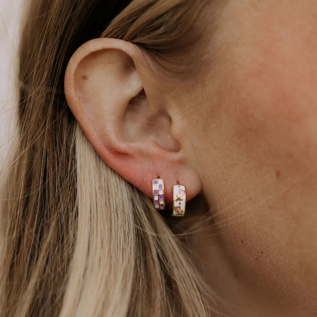 Purple & White Checkered Hoops *LIMITED EDITION* - WonderingCloth