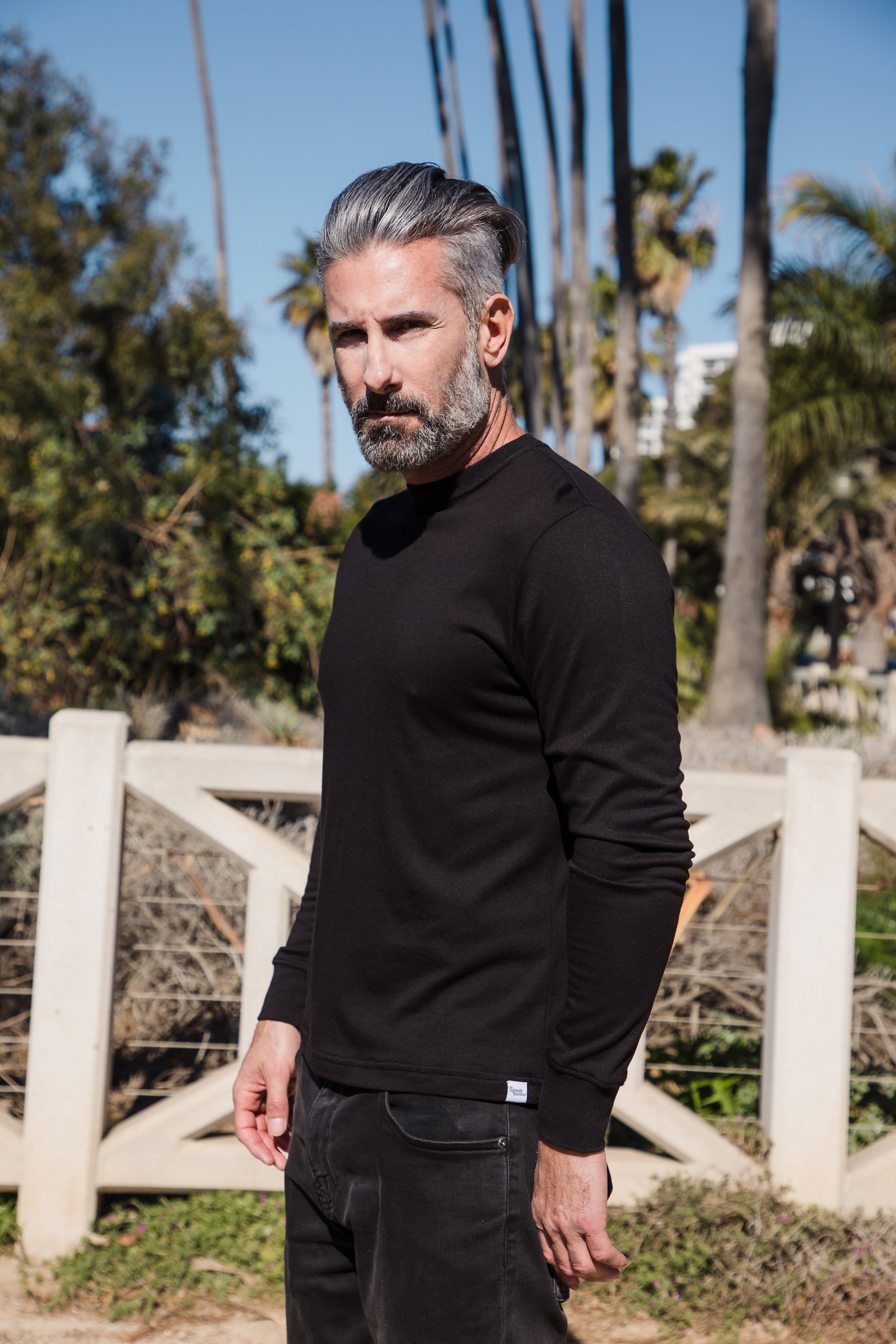 Clearance Men's Bamboo Viscose/Organic Cotton Long Sleeve T-Shirt - WonderingCloth