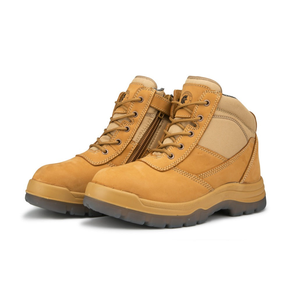 ROCKROOSTER Cortez Tan 6 Inch Zip-sided Steel toecap Leather Work Boots AK050 - WonderingCloth