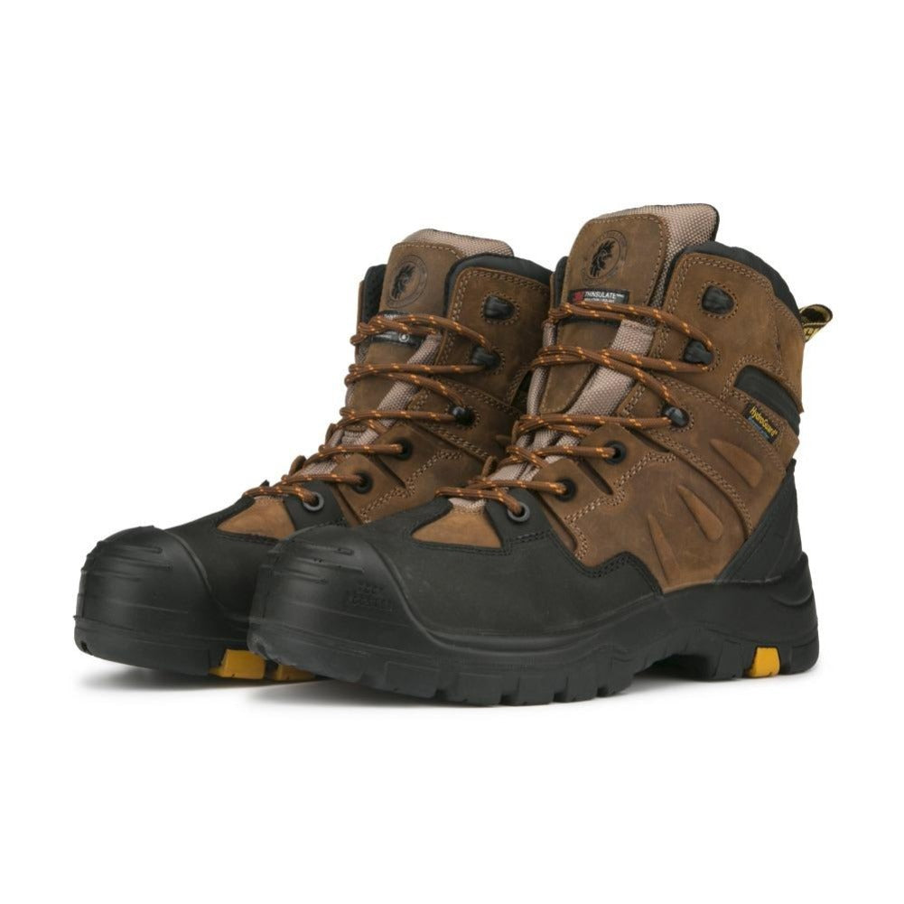 ROCKROOSTER Woodland Brown 6 inch Waterproof Safety Toe Leather Work Boots AK669 - WonderingCloth