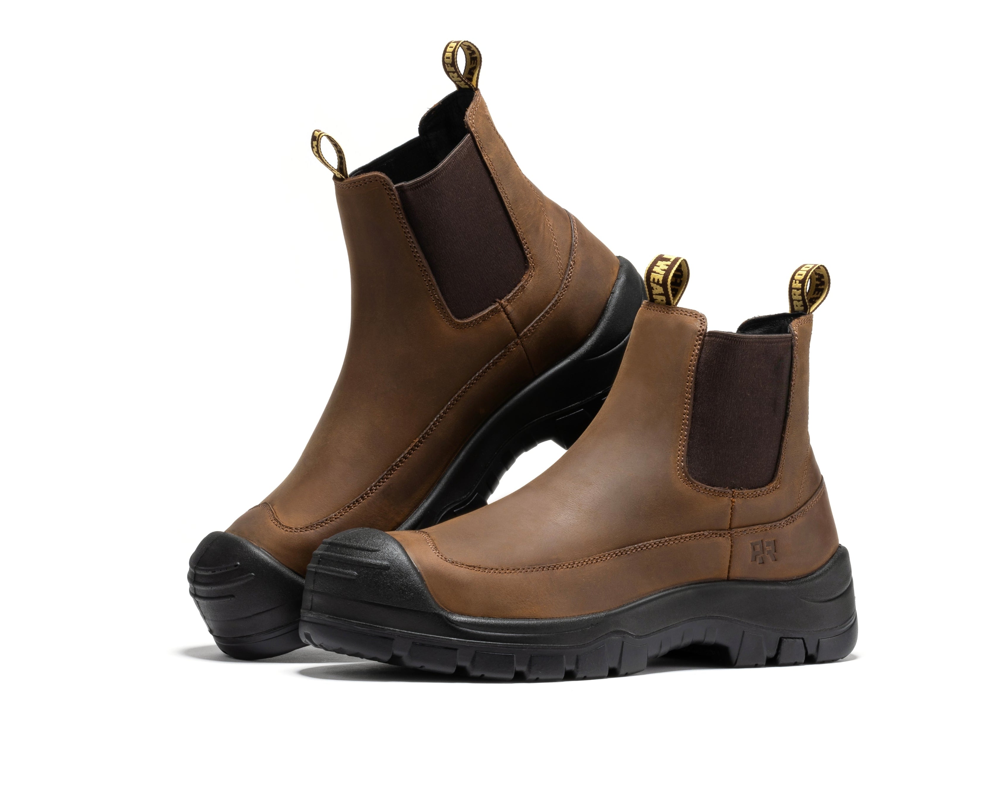 ROCKROOSTER Woodland Brown 6 inch Composite Toe Pull-on Leather Work Boots AK664 - WonderingCloth
