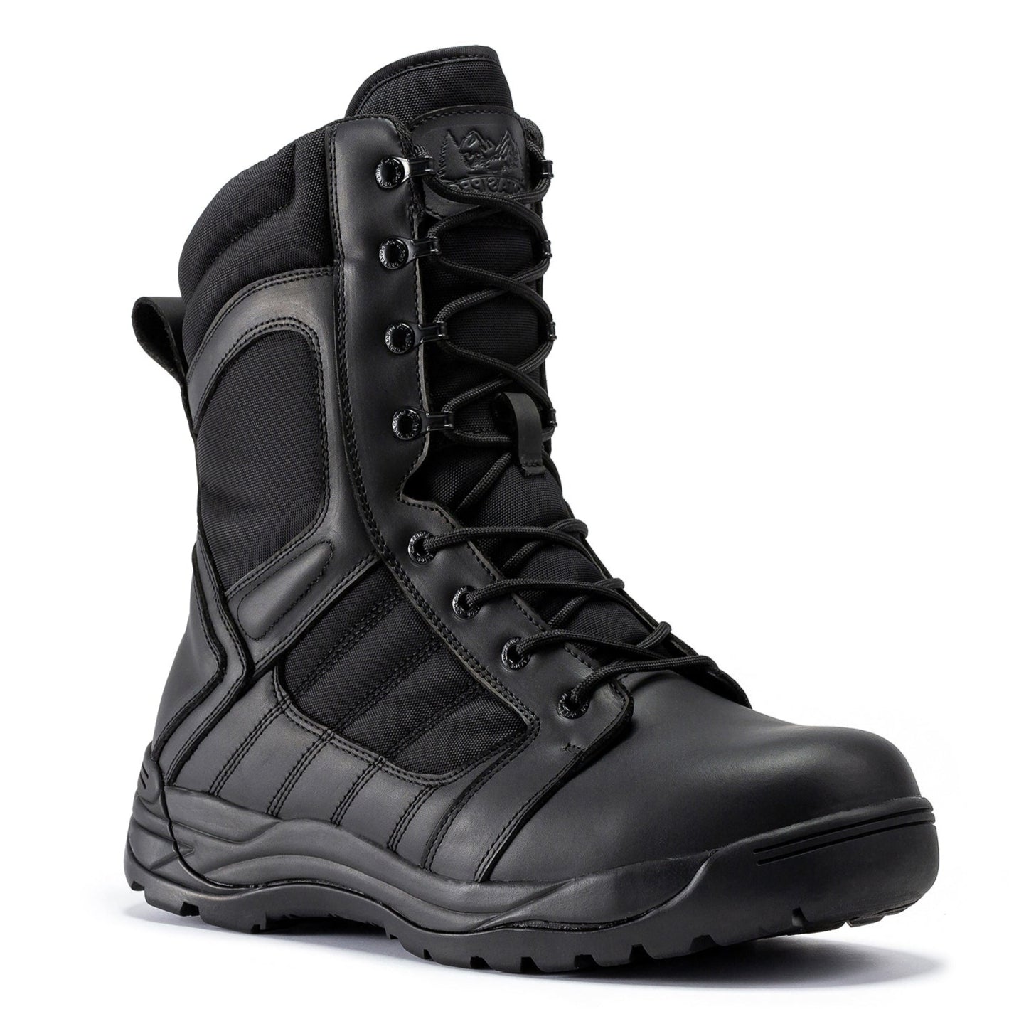 Botas Pro Black Men's 8 inch Side Zipper Rubber Sole Tactical Boots BMP110BK - WonderingCloth