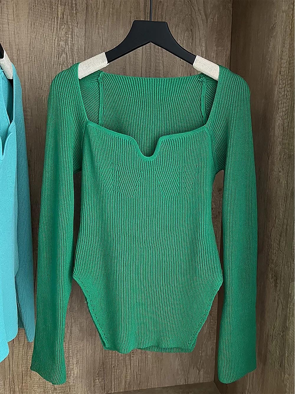 Square Collar Irregular Long Sleeve Woman Sweaters | NCS - WonderingCloth