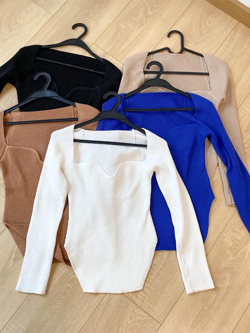 Square Collar Irregular Long Sleeve Woman Sweaters | NCS - WonderingCloth