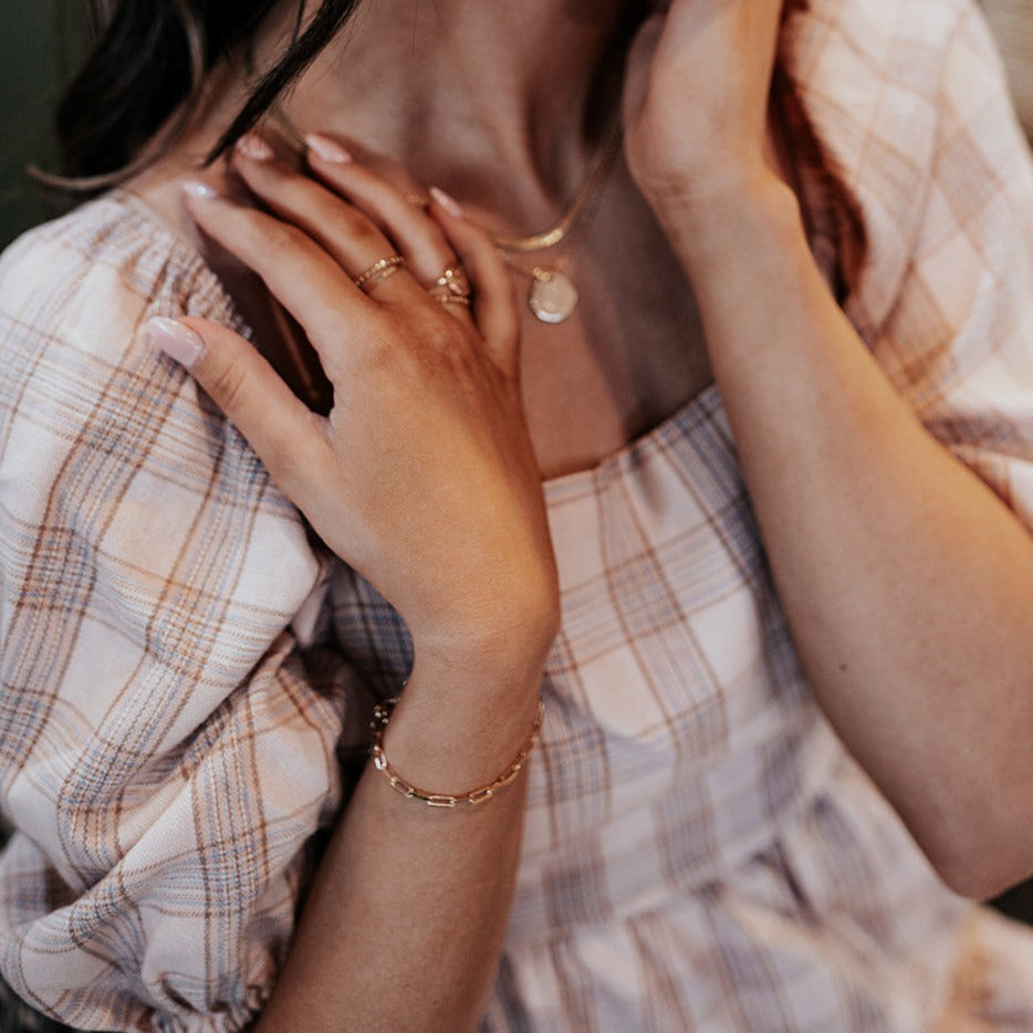 Madeline Gold Filled Paperclip Bracelet - WonderingCloth