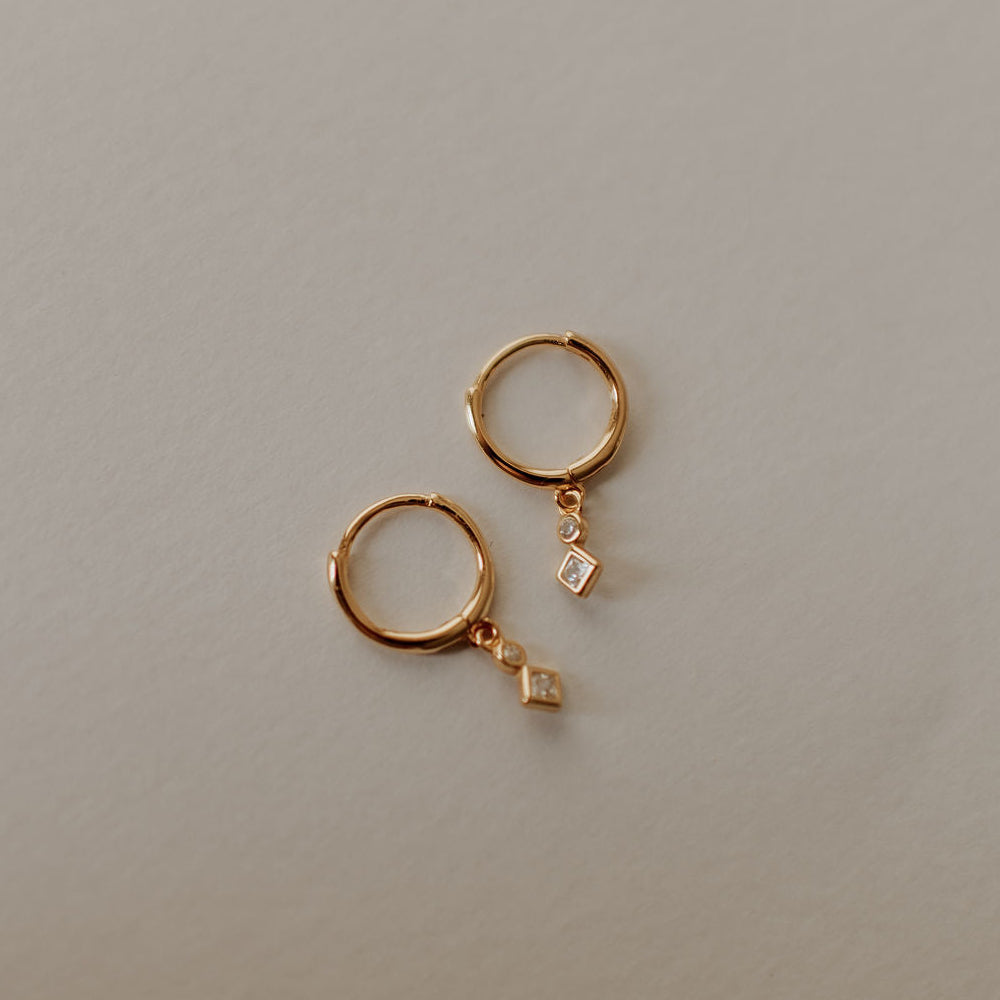 Willow Diamond Dangle Hoops - WonderingCloth