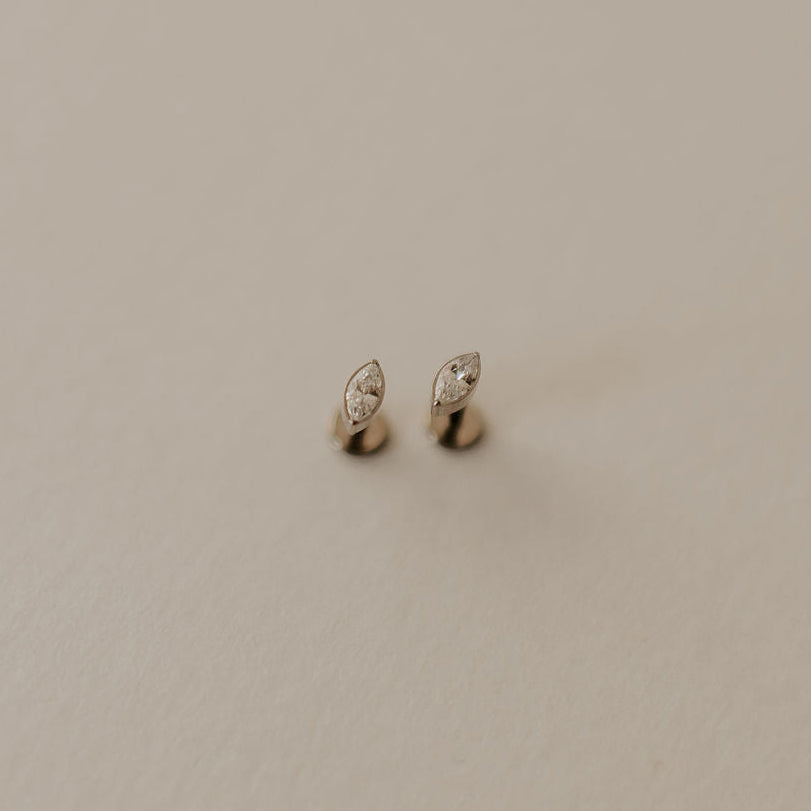 Zoe Marquise Diamond Flat Back Studs - WonderingCloth