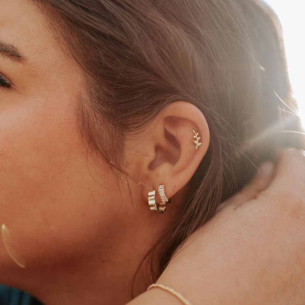 Laurel Gold Leaf Studs - WonderingCloth