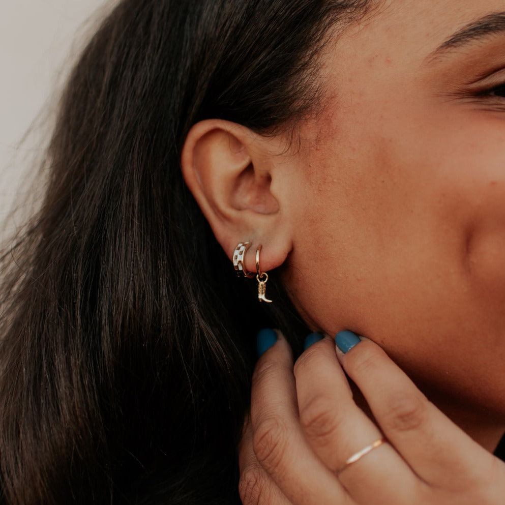 Brown & White Checkered Hoops - WonderingCloth