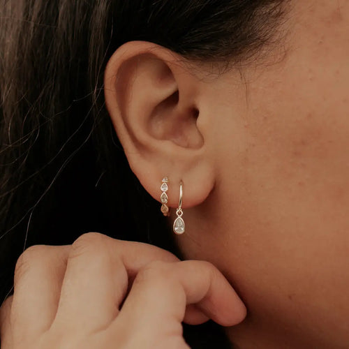 April Raindrop Dangle Hoops - WonderingCloth