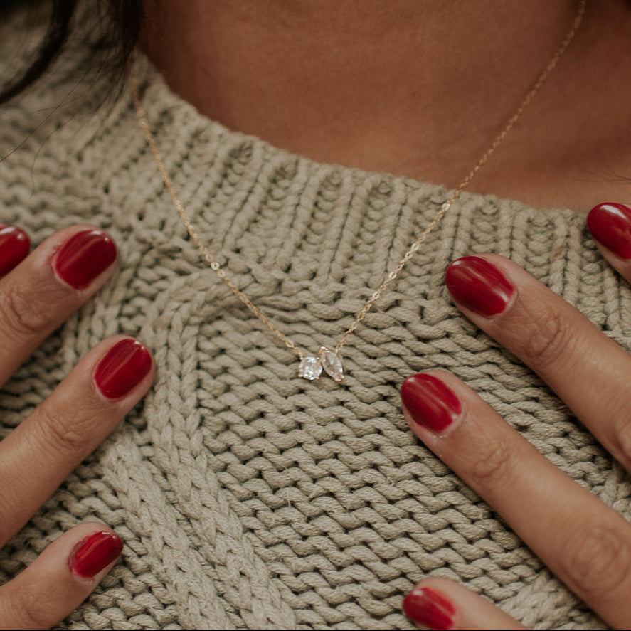 Sloane Two Stone Diamond Necklace - WonderingCloth