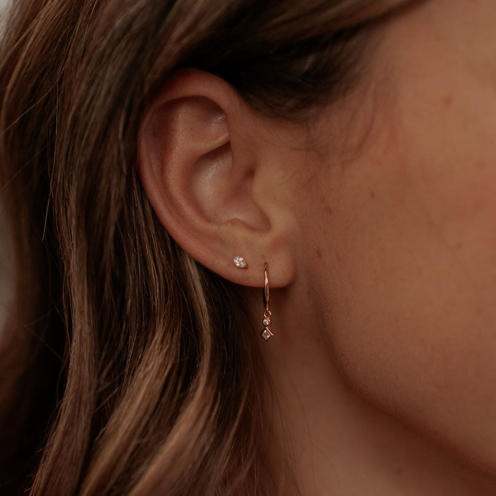 Zoe Marquise Diamond Flat Back Studs - WonderingCloth