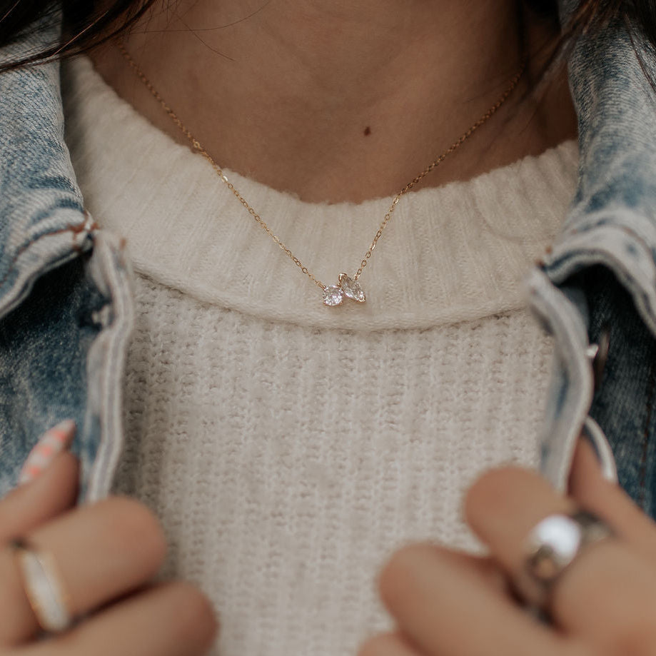 Sloane Two Stone Diamond Necklace - WonderingCloth