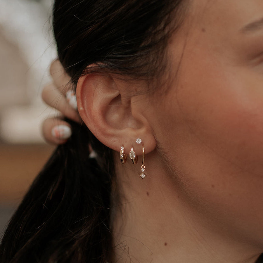 Willow Diamond Dangle Hoops - WonderingCloth