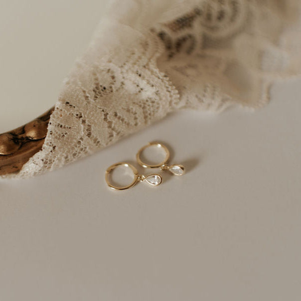 April Raindrop Dangle Hoops - WonderingCloth