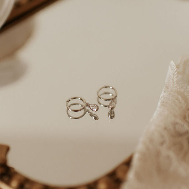 April Raindrop Dangle Hoops - WonderingCloth