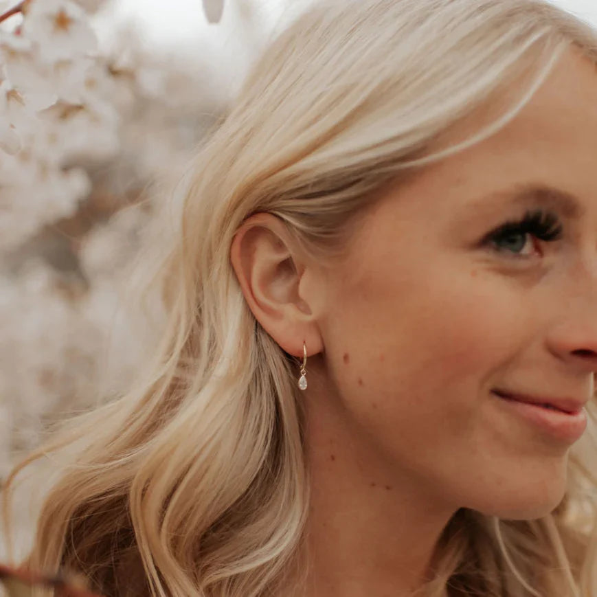 April Raindrop Dangle Hoops - WonderingCloth