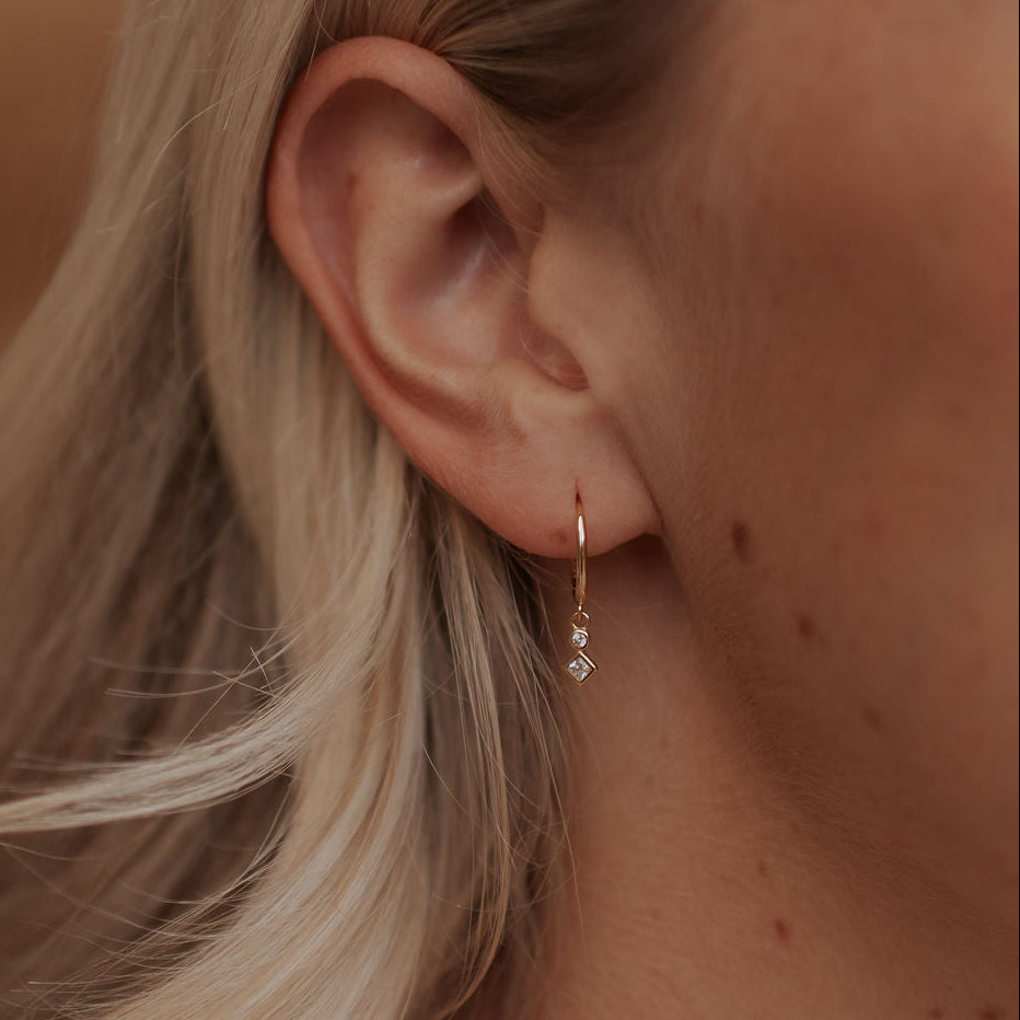 Willow Diamond Dangle Hoops - WonderingCloth