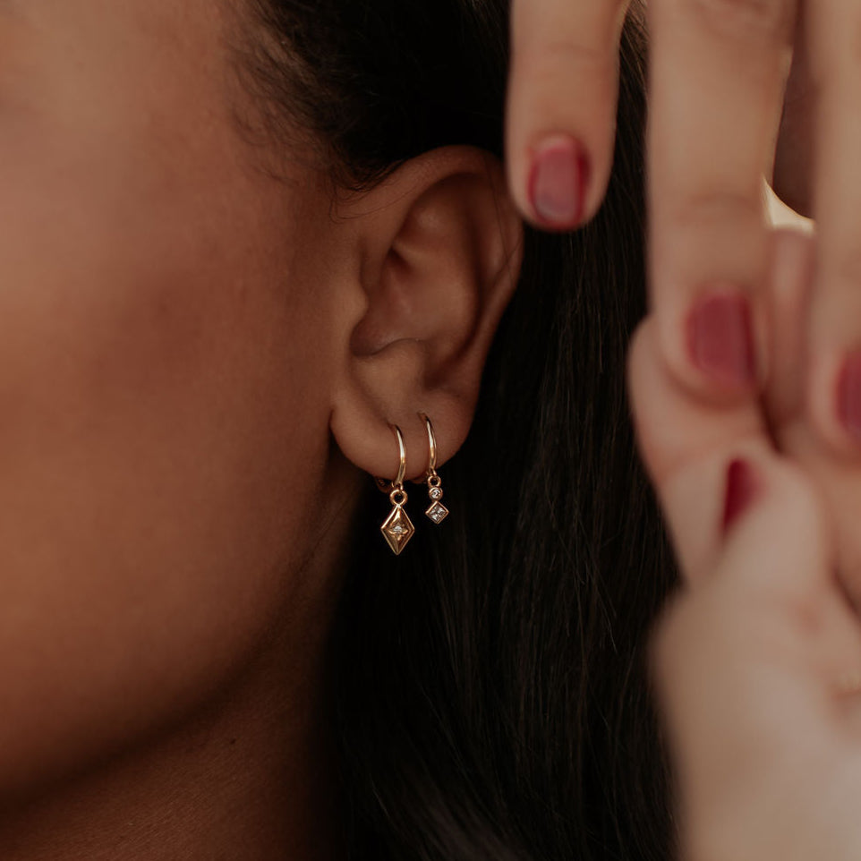 Willow Diamond Dangle Hoops - WonderingCloth