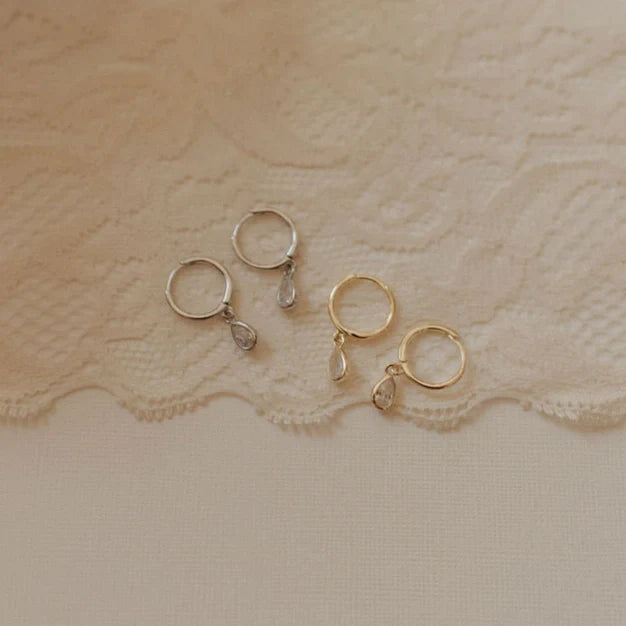 April Raindrop Dangle Hoops - WonderingCloth