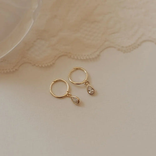 April Raindrop Dangle Hoops - WonderingCloth