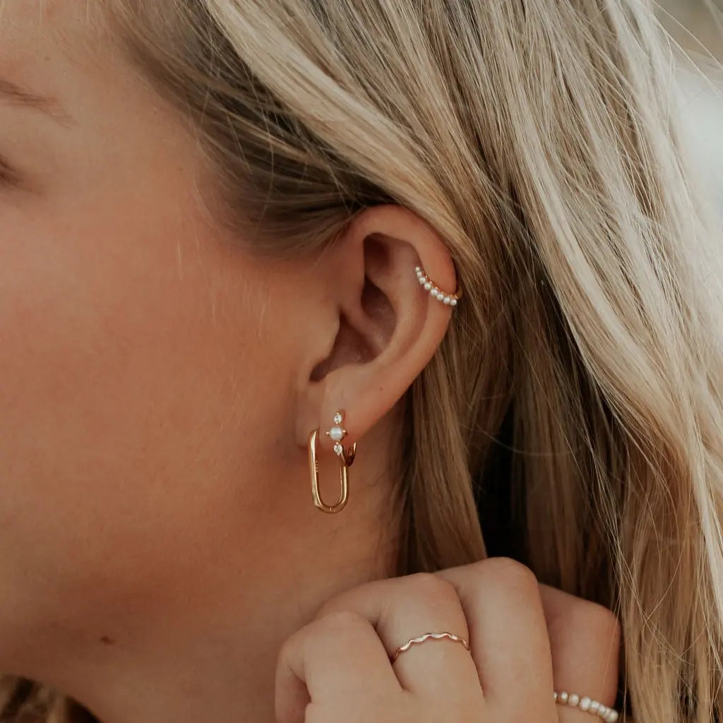 Grace Pearl Hoops - WonderingCloth