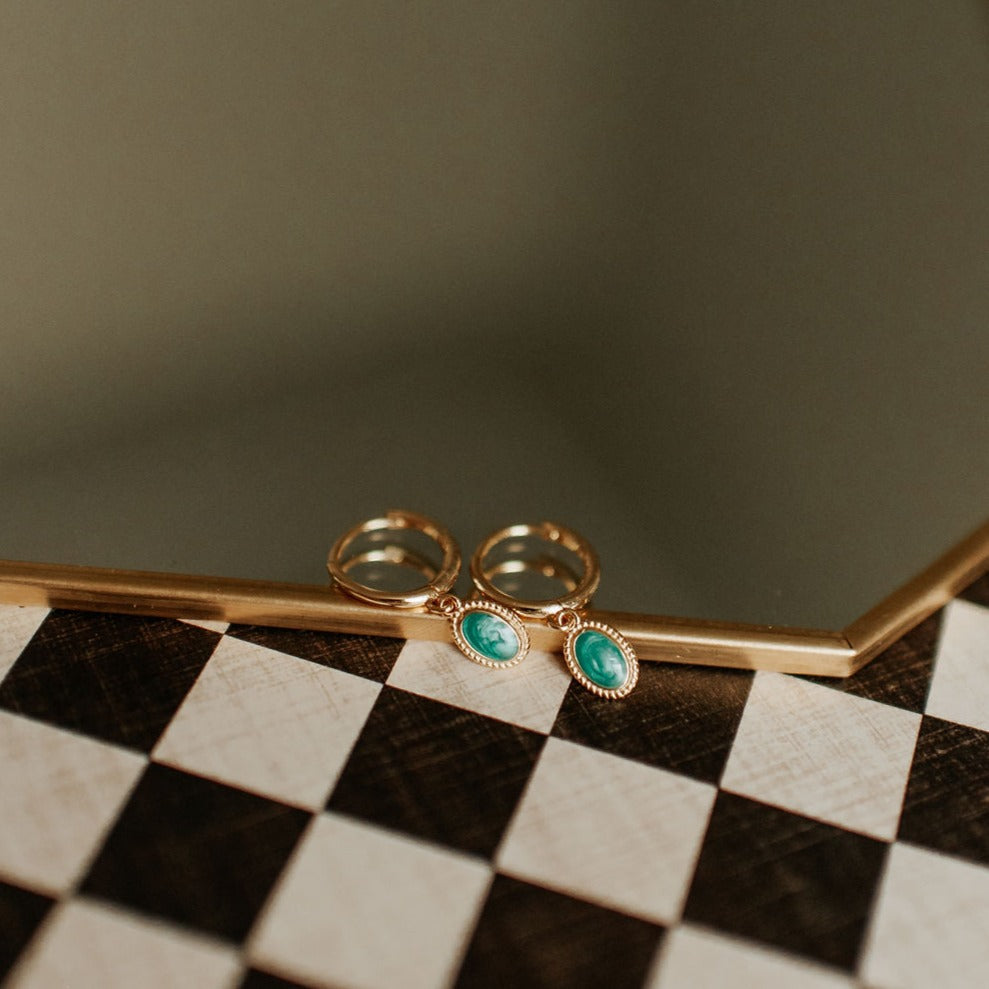 Riley Turquoise Hoops - WonderingCloth