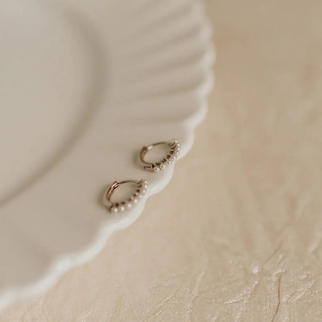 Grace Pearl Hoops - WonderingCloth